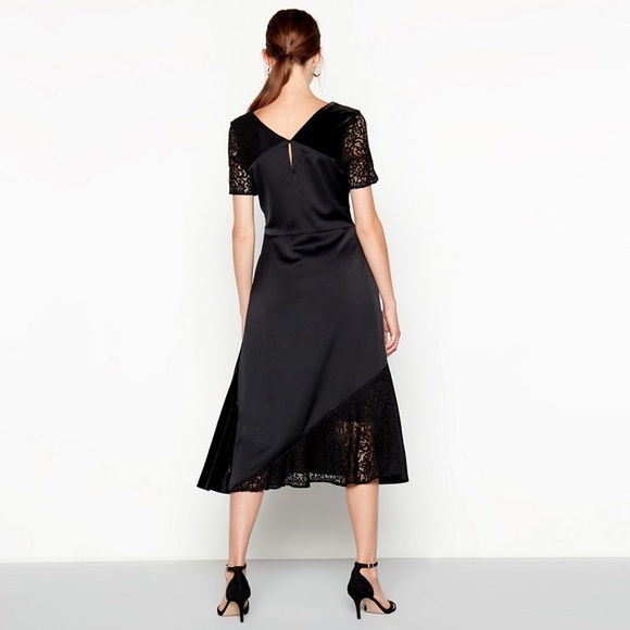 RJR.John Rocha - Black patchwork lace velvet midi - Picture 3 of 7